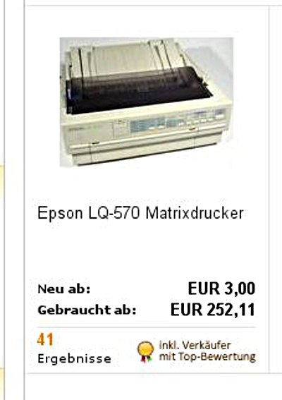 Epson Drucker neu billig, gebraucht sehr teuer