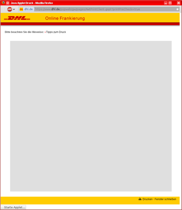 Hinweise zum Druck von DHL