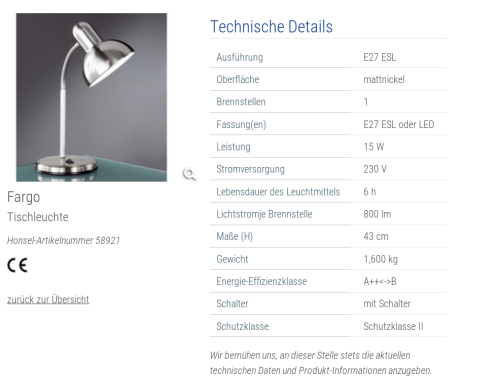 Lebensdauer einer Lampe: 6h