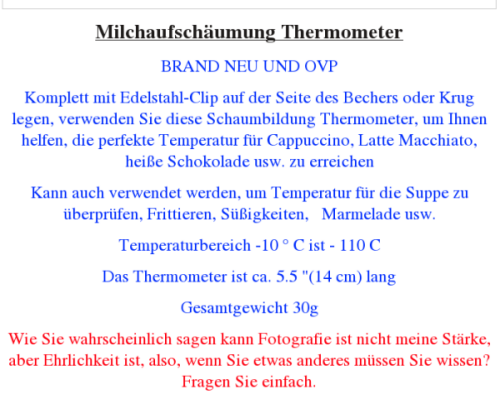 Milchaufschäumer mit schrecklicher Übersetzung	