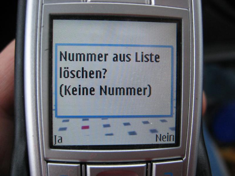 Keine Nummer löschen am Telefon