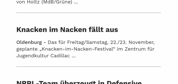 Knacken im Nacken fällt aus