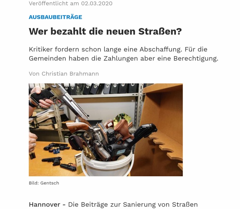 Handfeuerwaffen und Straßenausbau