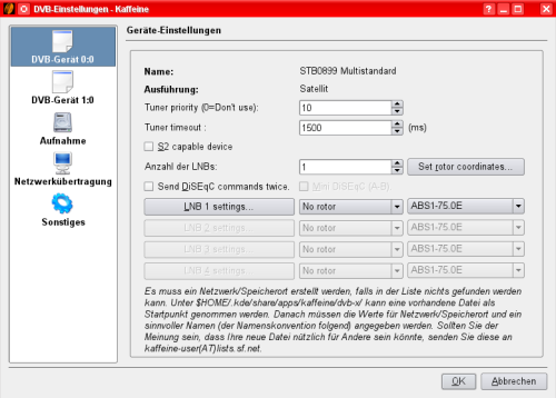 DVB-Einstellungen: DVB-S