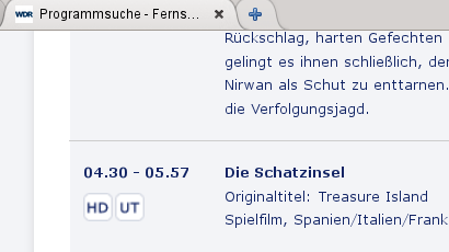 Ausschnit aus der TV-Vorschau-WDR