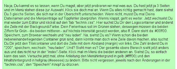 Fließtext mit mehreren Absätzen im Browser