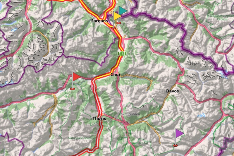 Karte der Gegend um Chur