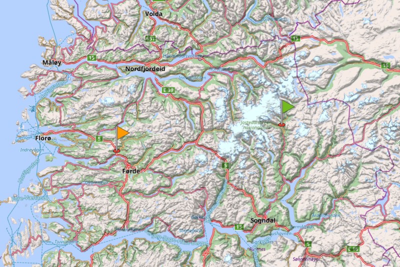 Karte der Gegend nördlich Sognefjord